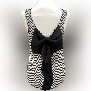 Haute Monde Black and White Chevron Tank Top